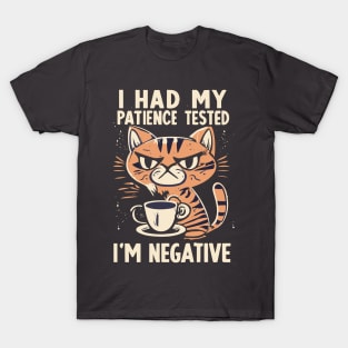 Impatient funny cat drinking coffee T-Shirt